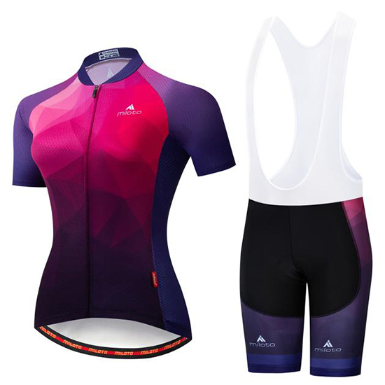 2019 Maillot Mujer Miloto Tirantes Mangas Cortas Violeta Rosa